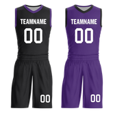 Custom Black Purple Classic Style Reversible Basketball Uniform Personalized COOLMAX BBJR-D017035